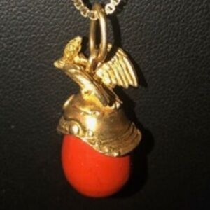 Antique egg pendent with purpurine stone egg pendent in 14 k gold